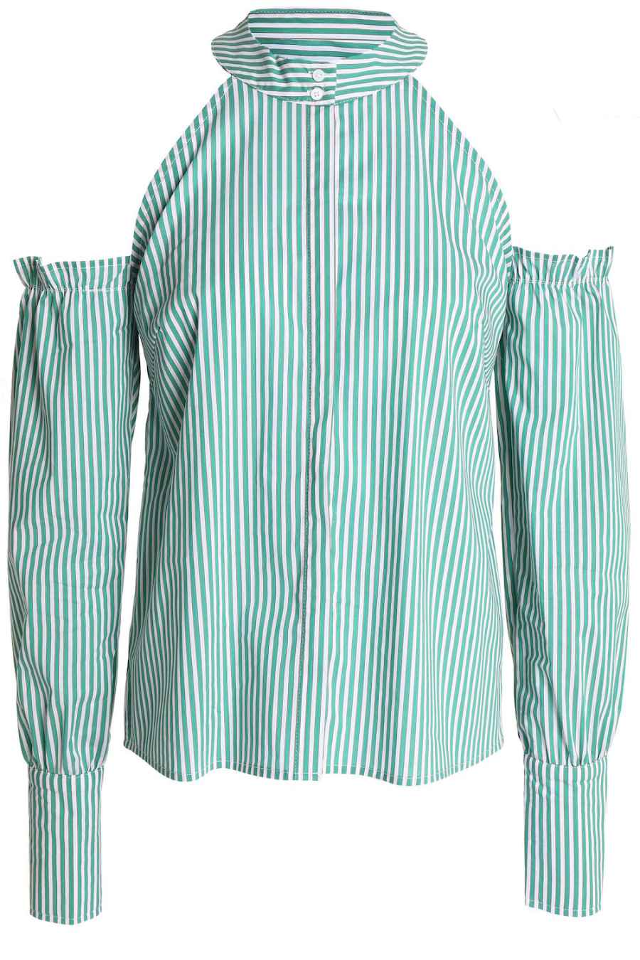W118 by Walter Baker Cold-Shoulder Striped Cotton-Poplin Shirt
