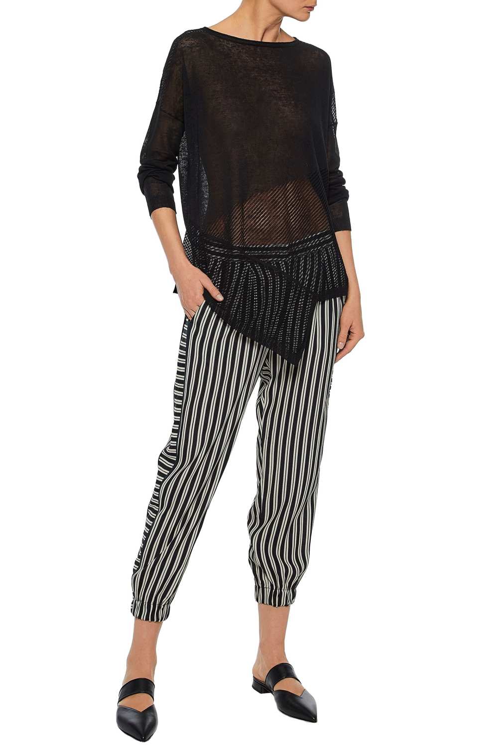 black knit top asymmetric iris and ink