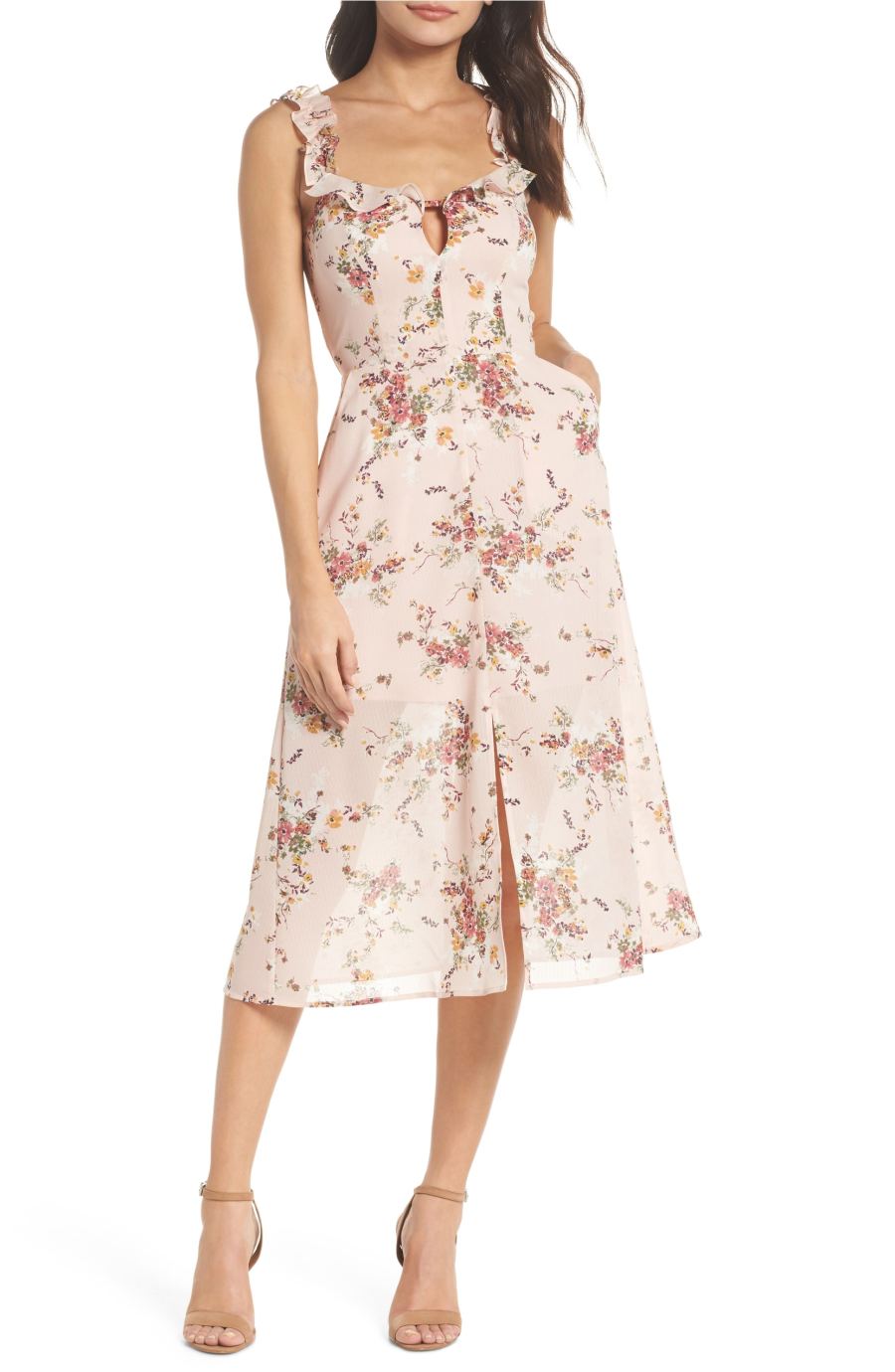 floral midi dress with pockets