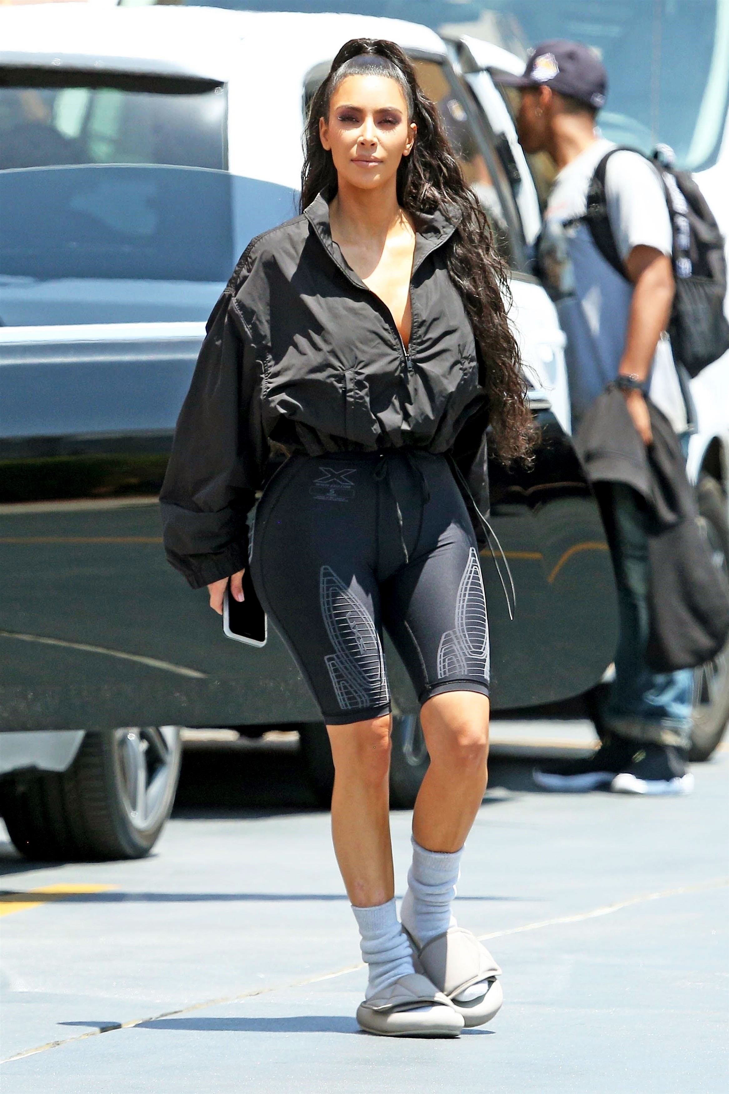 Kim Kardashian Wears Yeezy Slides With 