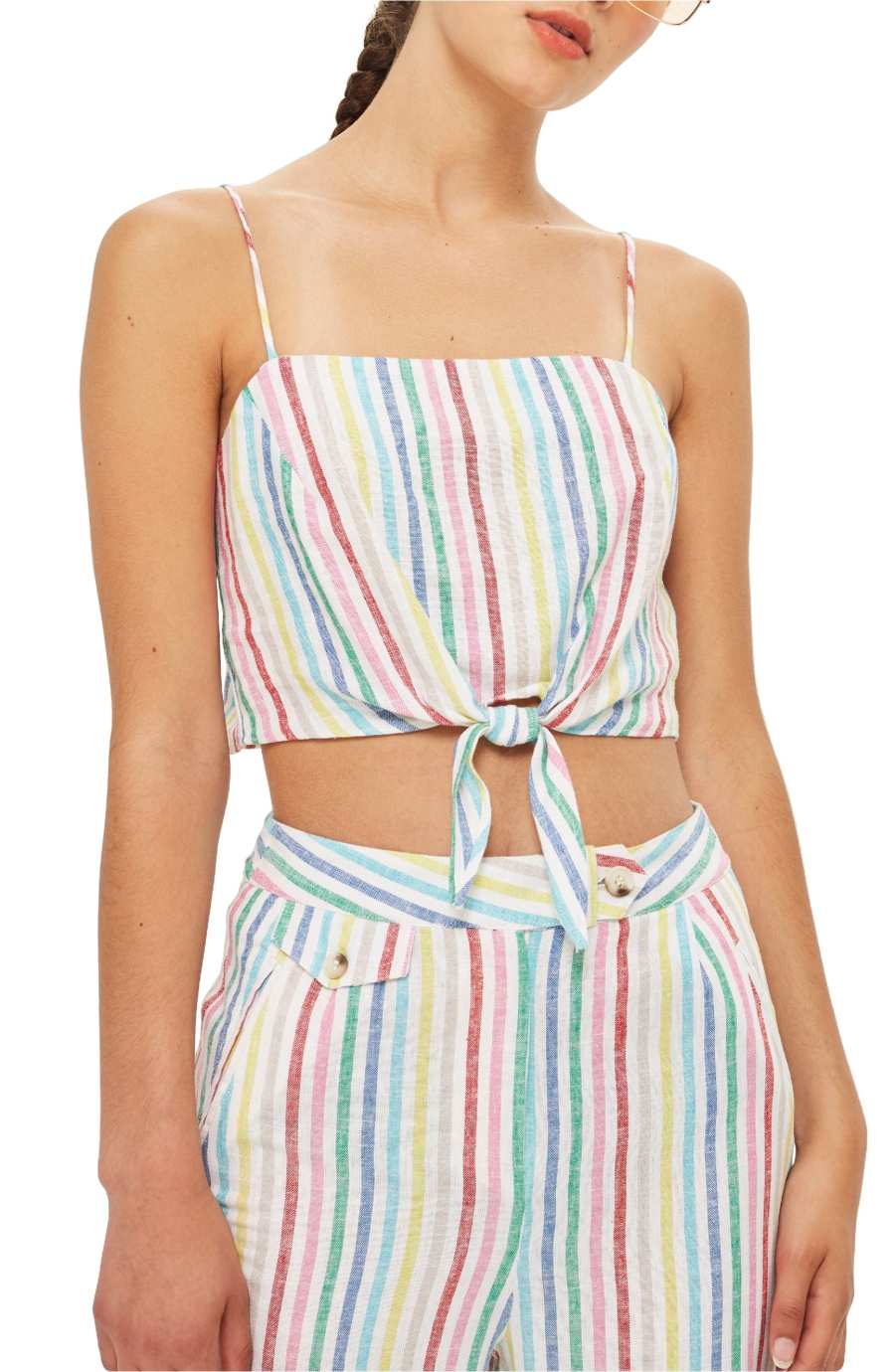 rainbow spaghetti strap crop top