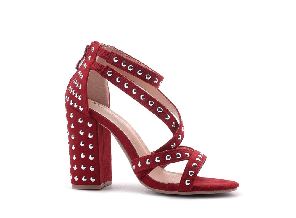 studded red heels