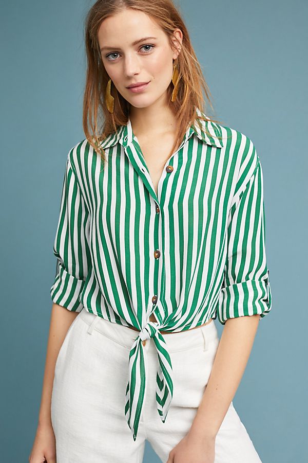 green striped blouse top shirt 
