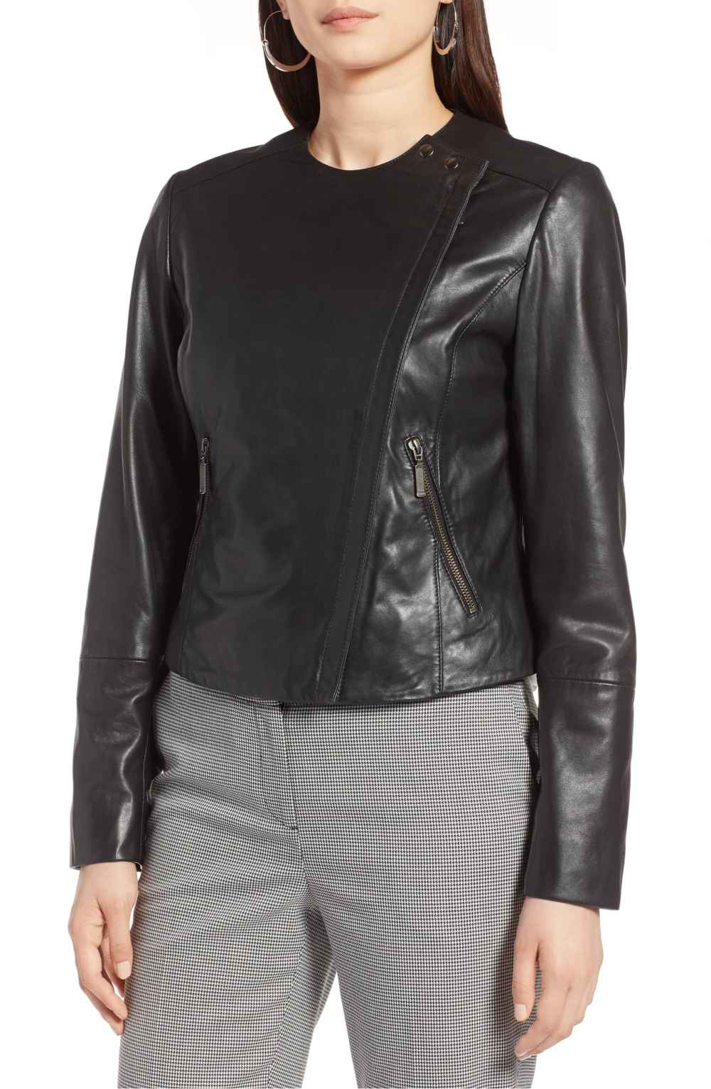 Welcome Fall in Style With This Collarless Leather Jacket