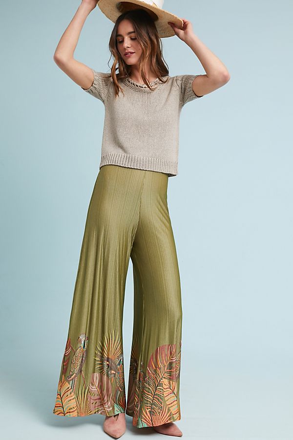 Shop Our Fave Farm Rio Wide-Leg Palm Print Pants from Anthropologie