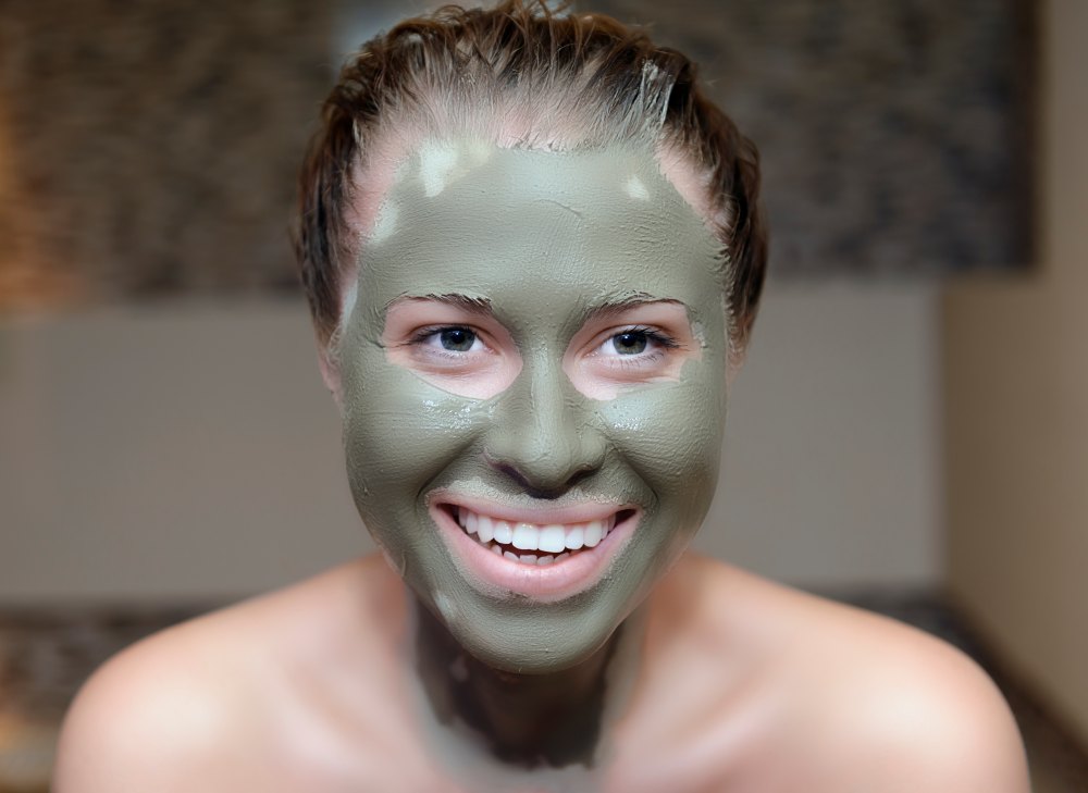 green face mask on a woman