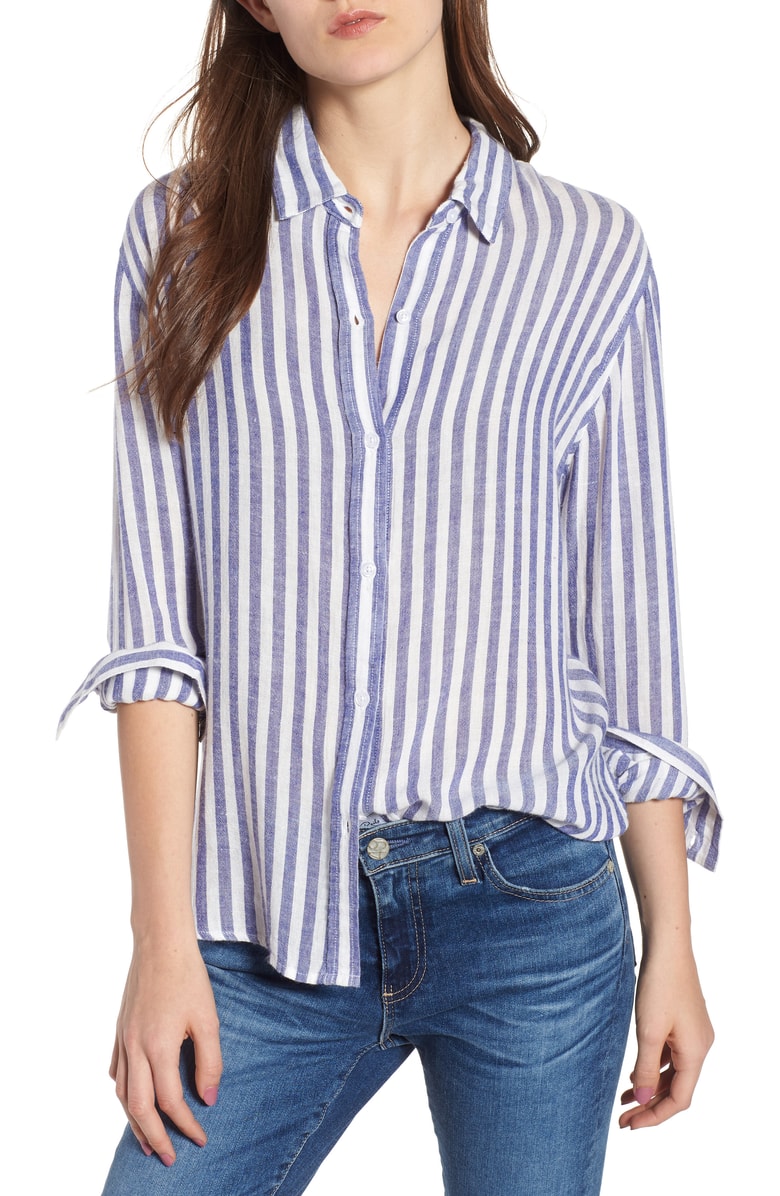 This Pillow-Soft Buttonup Striped Shirt Is Perfect for Fall | Us Weekly
