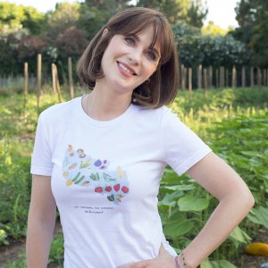 Deschanel (in Malibu on July 24) and her husband launched an ATTN series, Your Food's Roots, which explores food origins.
