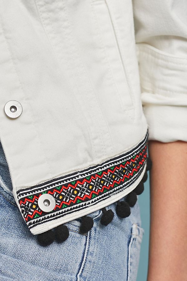 denim jacket pom poms