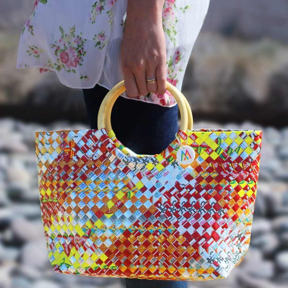 colorful artisan woven handmade handbag