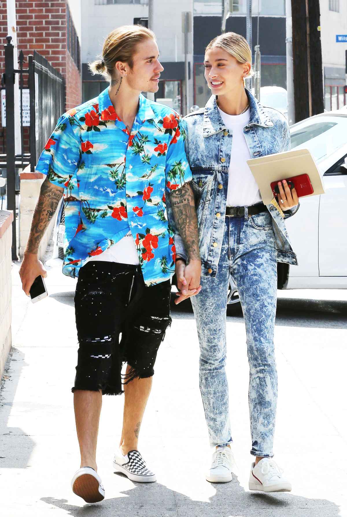 Justin Bieber dons a colorful ensemble from his fashion brand Drew House as  he steps out in NYC