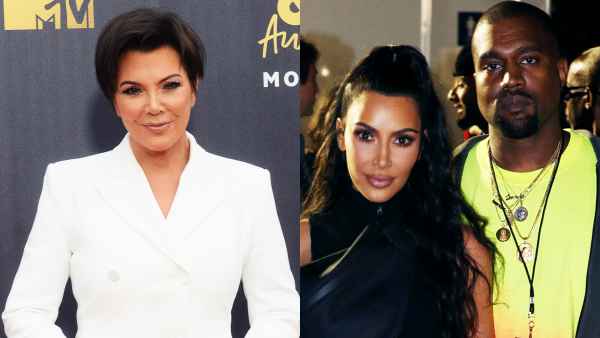Kris Jenner, Kim Kardashian and Kanye West.