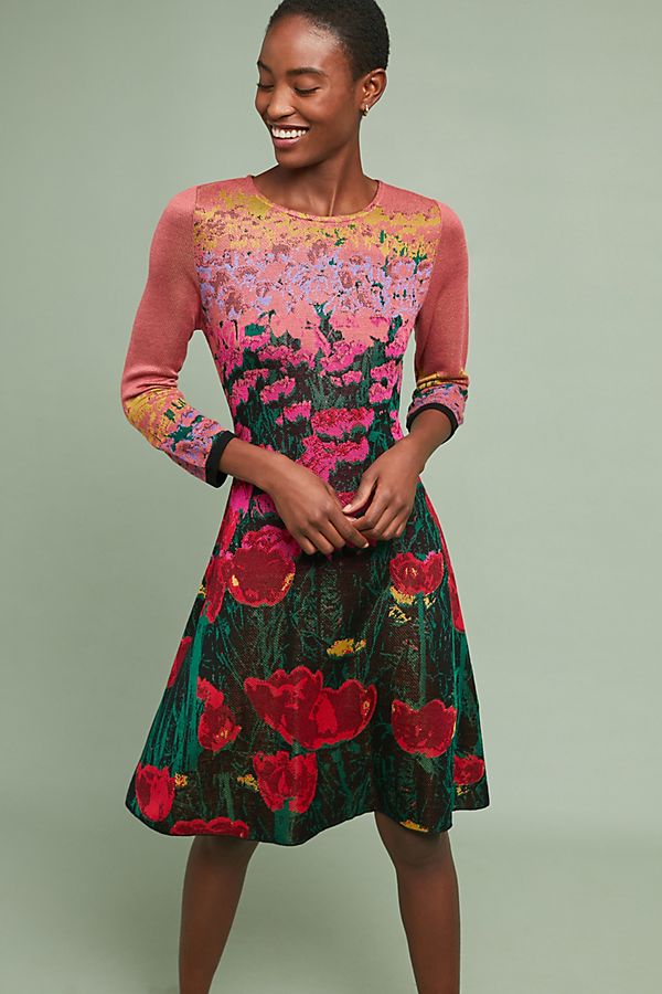 sweater dress floral print no belt