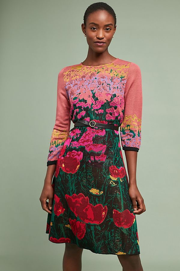 floral print sweater dress