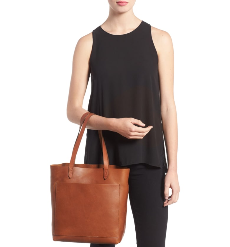 madewell leather tote bag