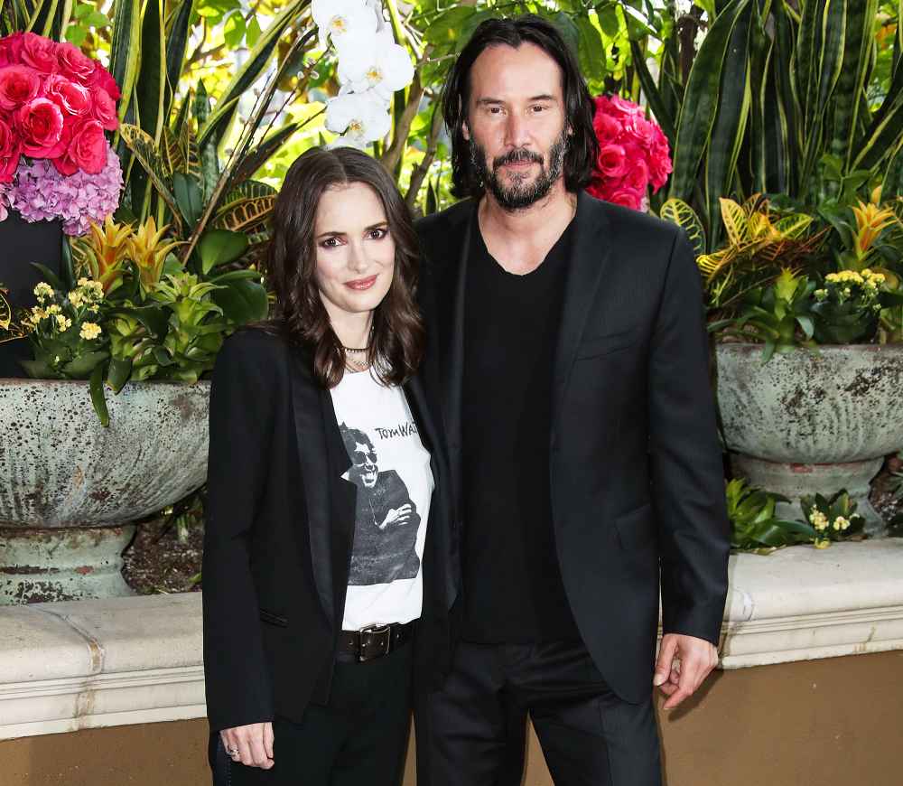 Winona Ryder and Keanu Reeves attend the photocall for 'Destination Wedding' held at the Four Seasons Hotel Los Angeles on August 18, 2018.