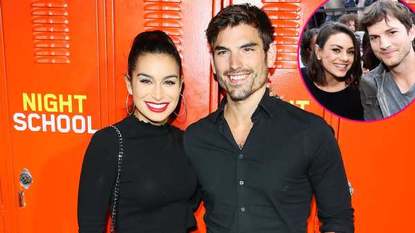 Ashley Iaconetti and Jared Haibon with Ashton Kutcher and Mila Kunis