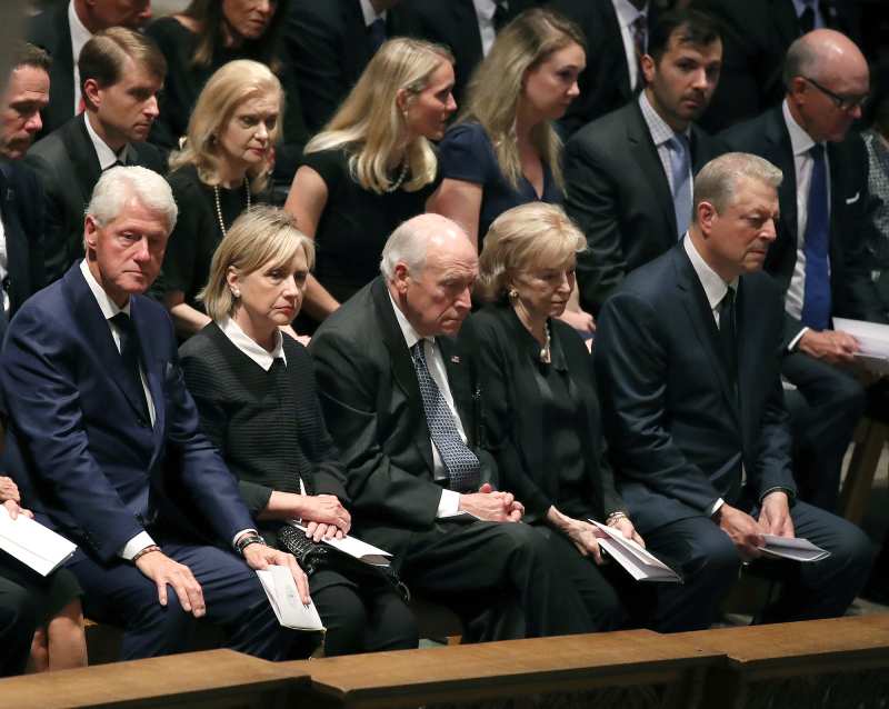 Bill Clinton, Hillary Clinton, Dick Cheney, Lynne Cheney, Al Gore, US Senator John McCain, Memorial, Funeral