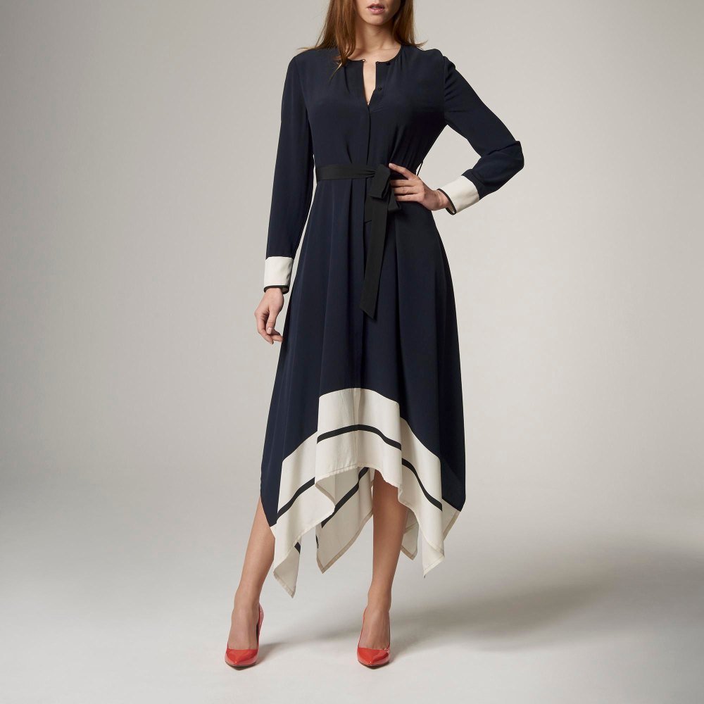 Clarine Navy Silk Dress