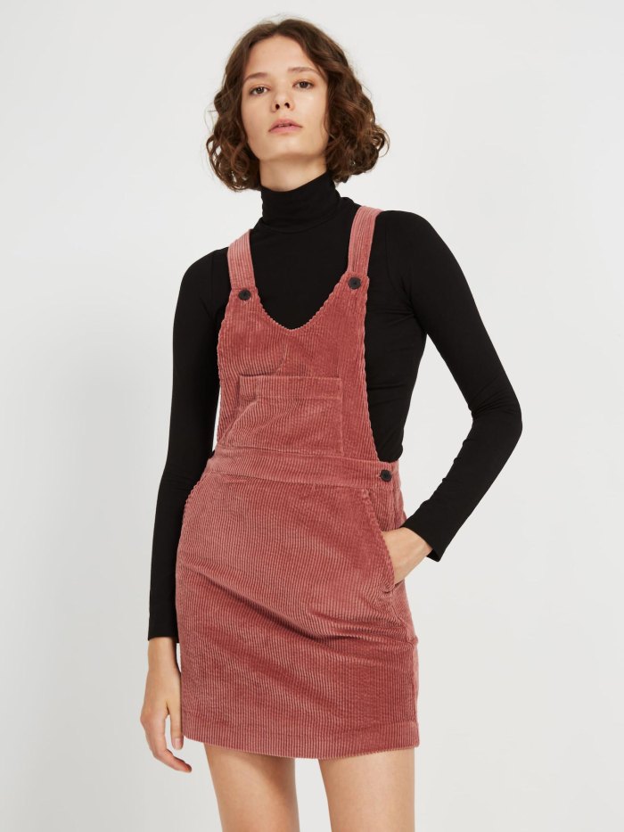 Frank And Oak Frank And Oak Corduroy Pinafore in Pale Red
