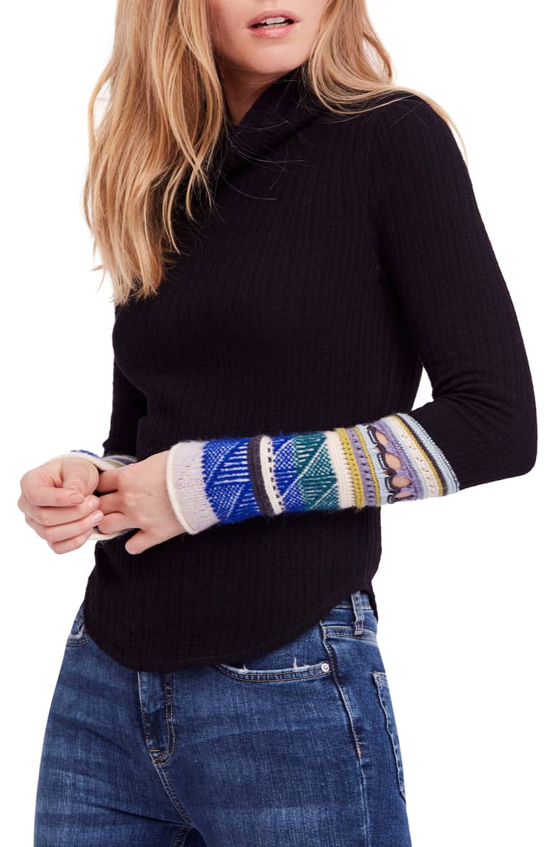 Free People Mixed-Up Cuff Sweater