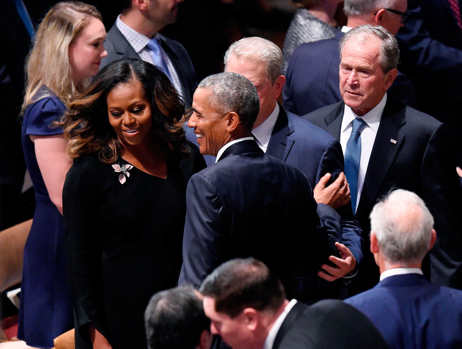 Michelle Obama, Barack Obama, Al Gore, George W. Bush, US Senator John McCain, Memorial, Funeral