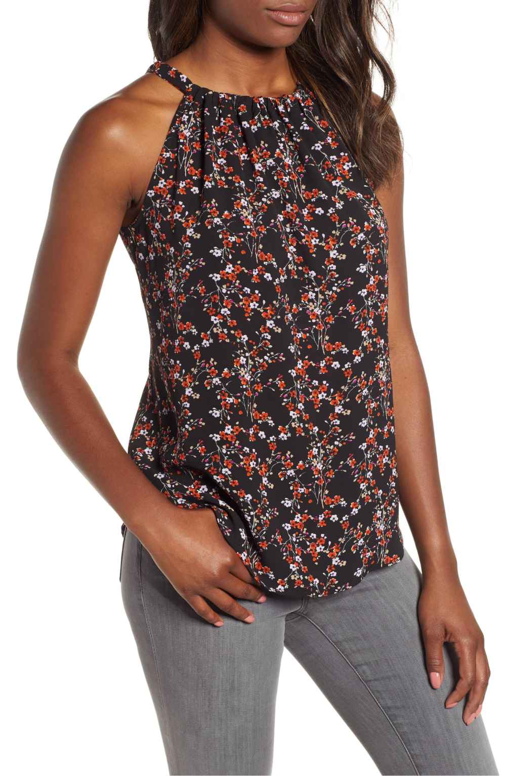 black floral halter top