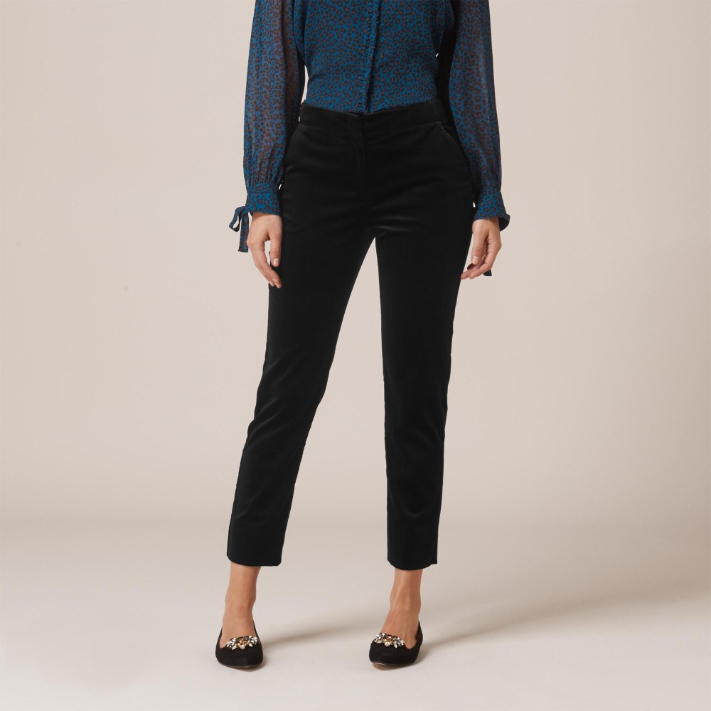 black velvet cropped pants