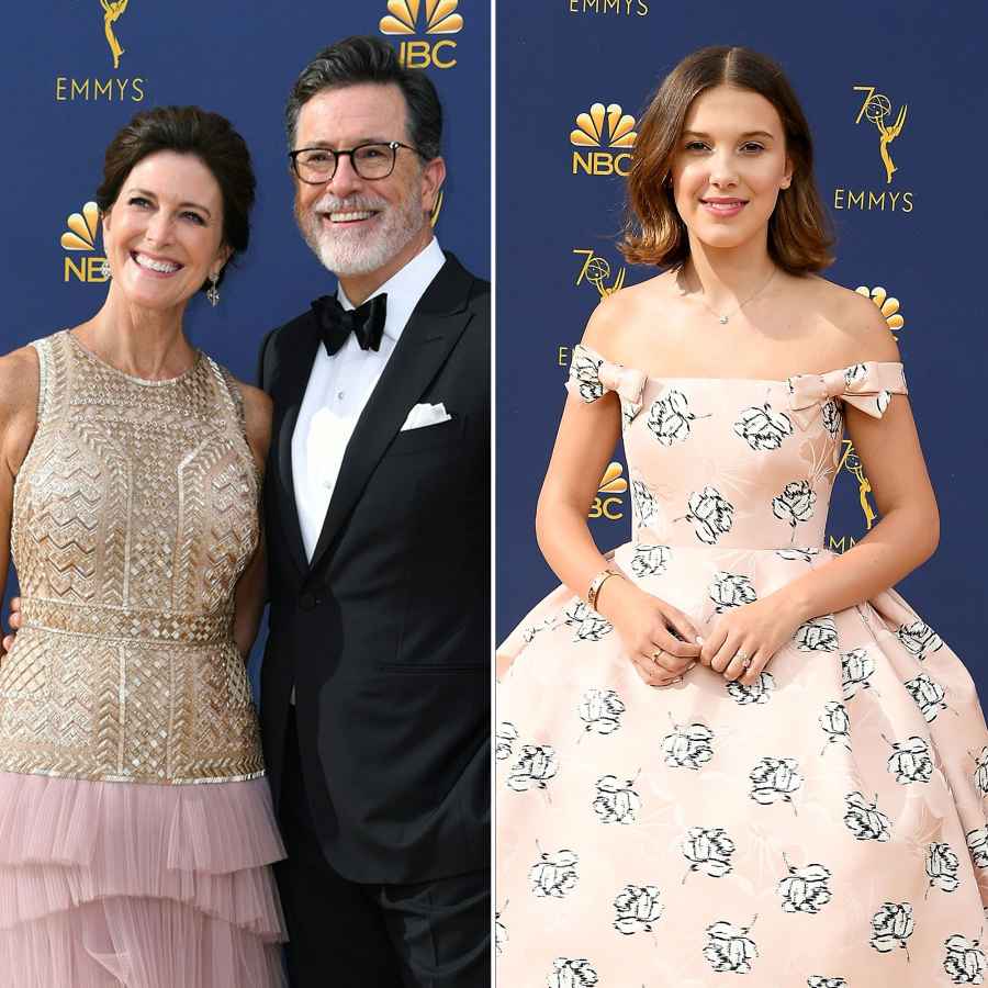 Stephen Colbert, wife and Millie Bobby Brown