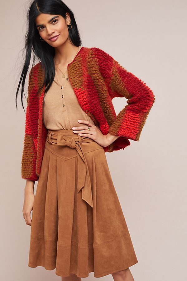 Anthropologie AKEMI + KIN Top Women's Size XS Coral Orange Aruna Fringe Sweater