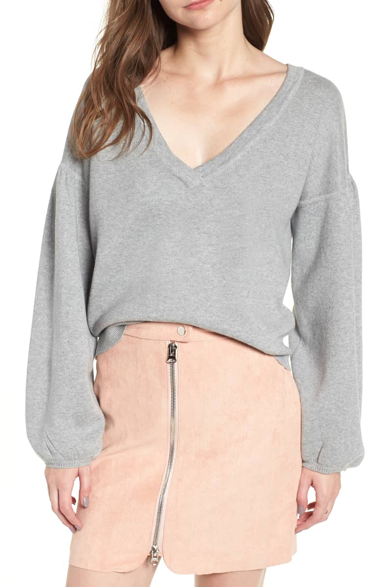 grey bell sleeves sweater