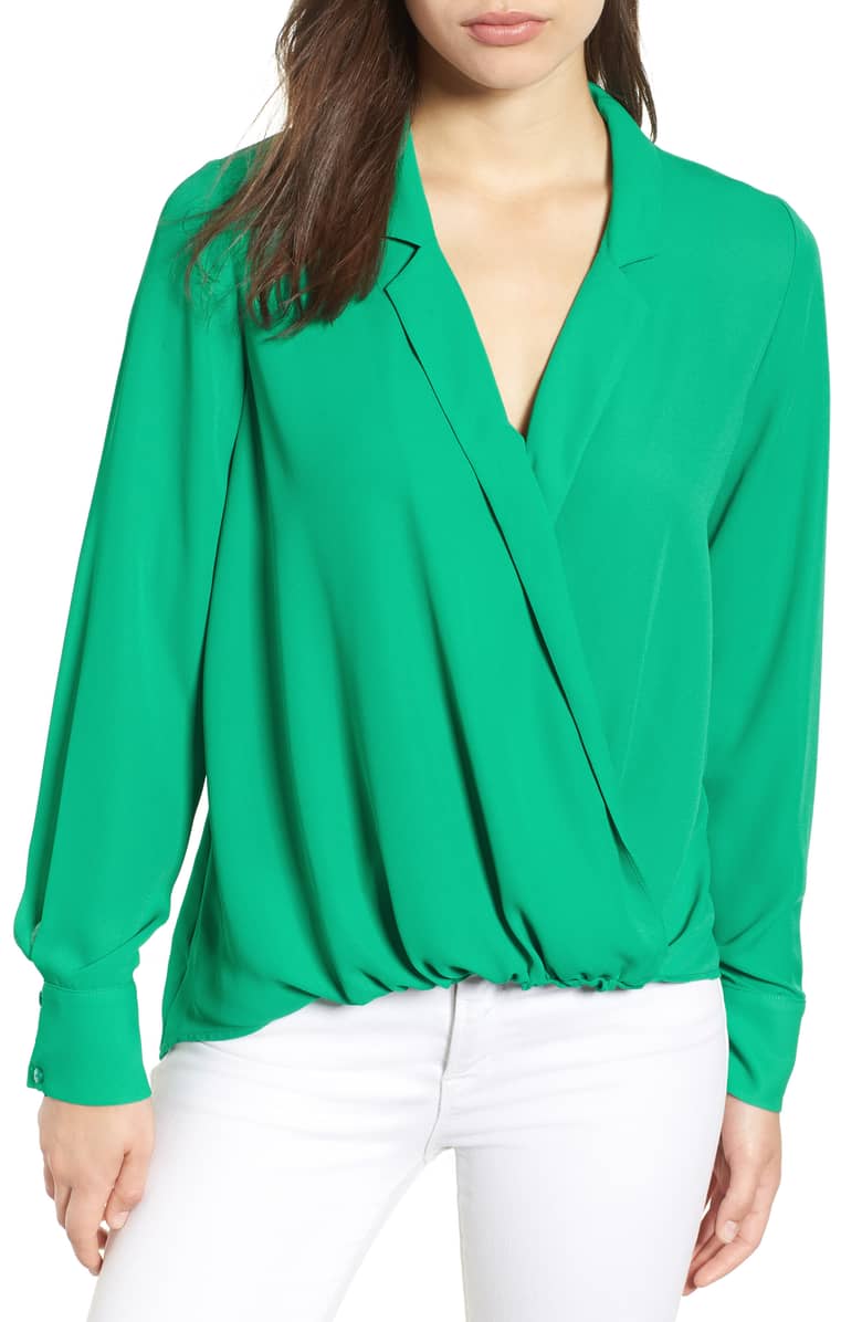 green wrap blouse 