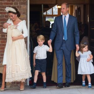 Catherine Duchess of Cambridge and Prince William, Duke of Cambridge with their children Prince George, Princess Charlotte and Prince Louis after Prince Louis' christening at St James's Palace on July 09, 2018 in London, England.