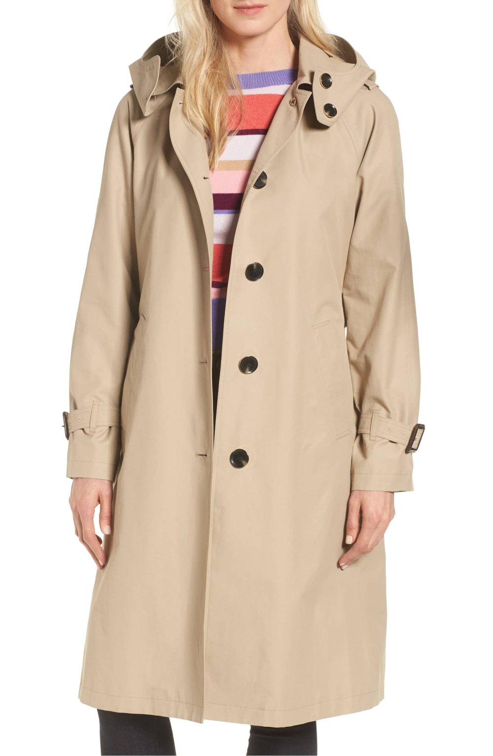khaki trench coat hood
