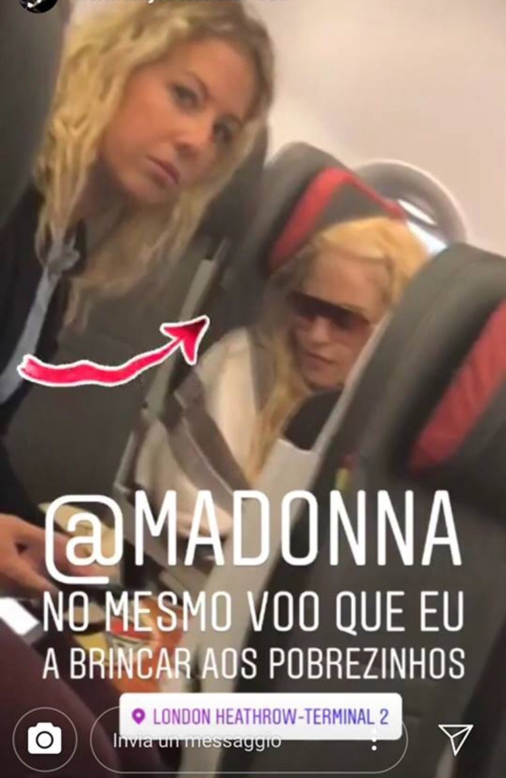 Madonna flies coach