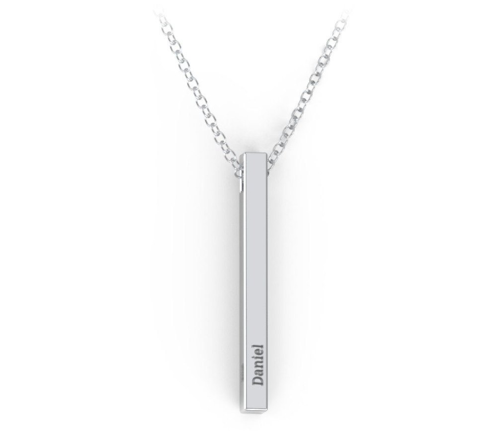 sterling vertical pendant necklace engraved