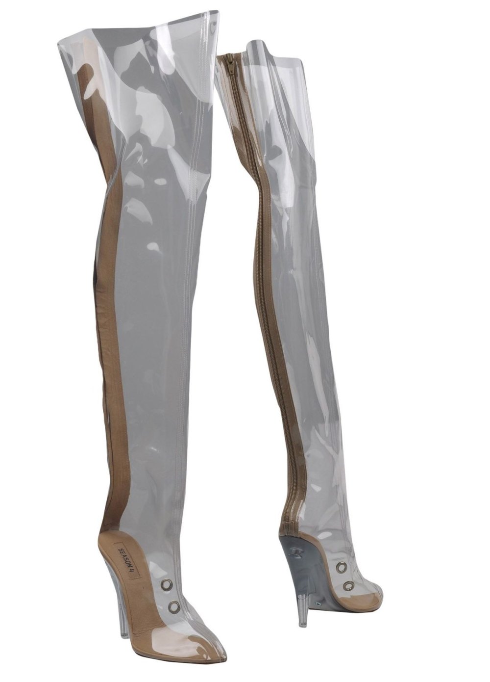 clear thigh high boots