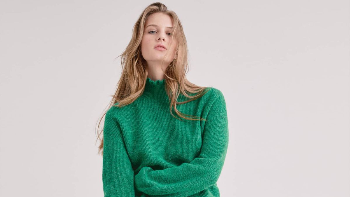 halogen ruffle neck sweater