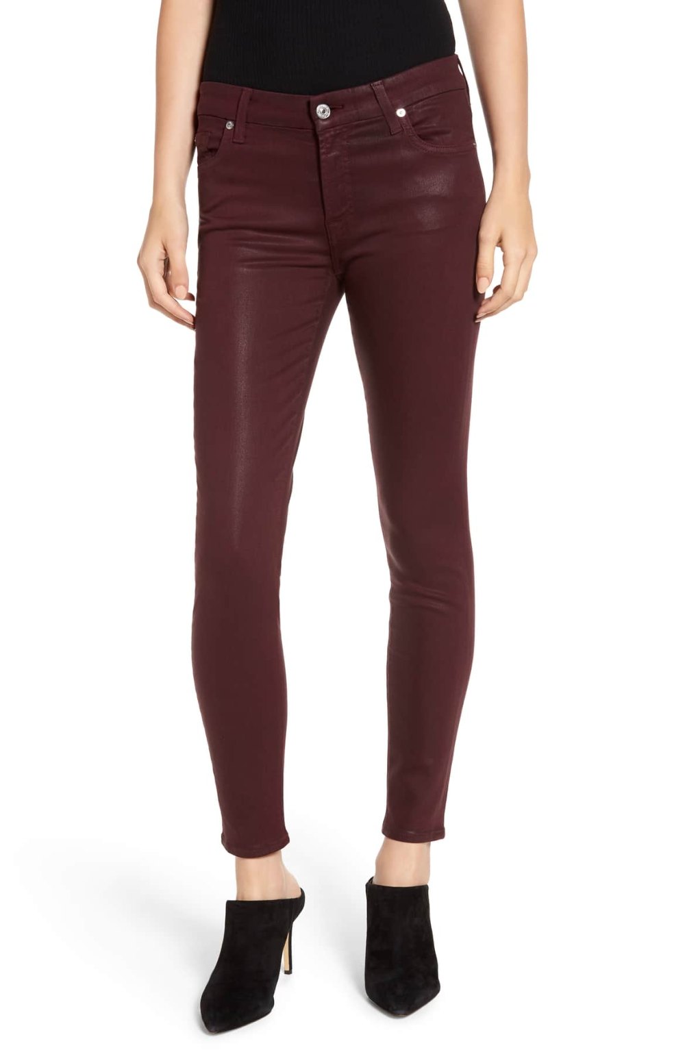 7 for all mankind plum coated skinny jeans