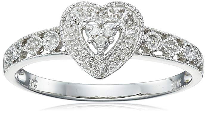 Amazon Collection 10K Gold Diamond Heart Ring