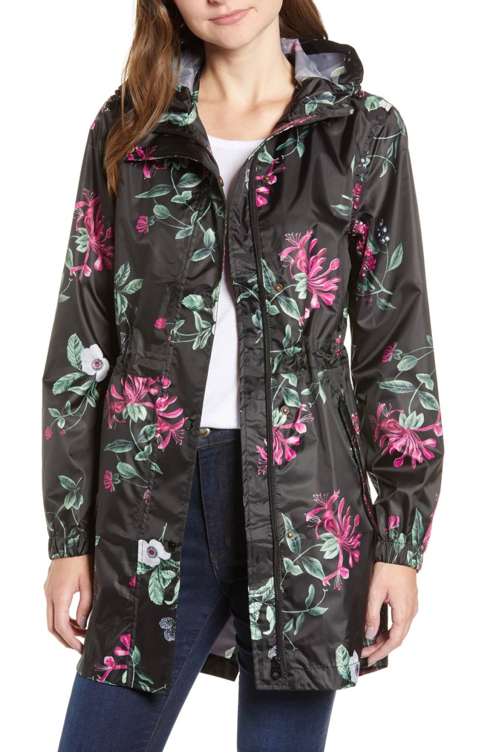 Black Hedgerow floral print hooded raincoat nordstrom