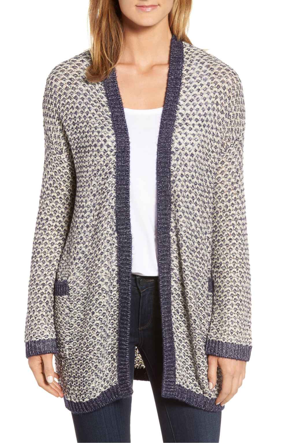 Caslon Textured Boyfriend Cardigan