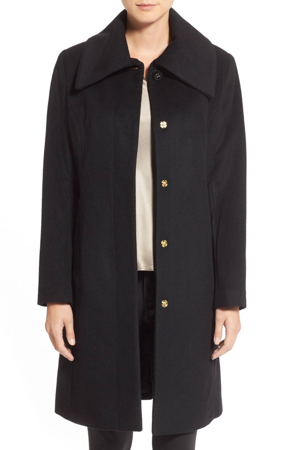 Cole Haan Signature Single Breasted Wool Blend Coat