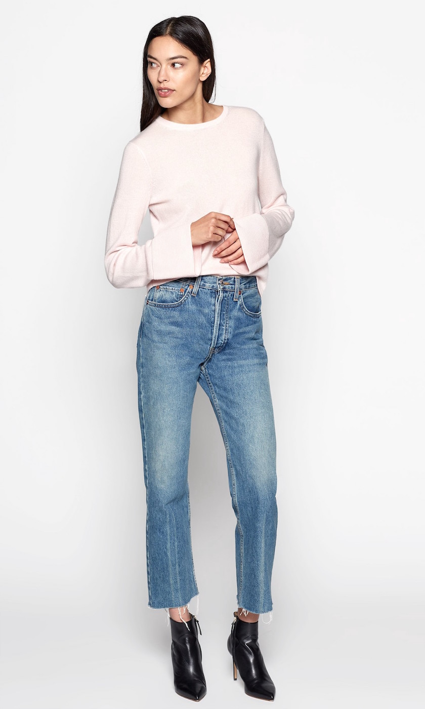 Courtley Wide Sleeve Crop Cashmere Sweater