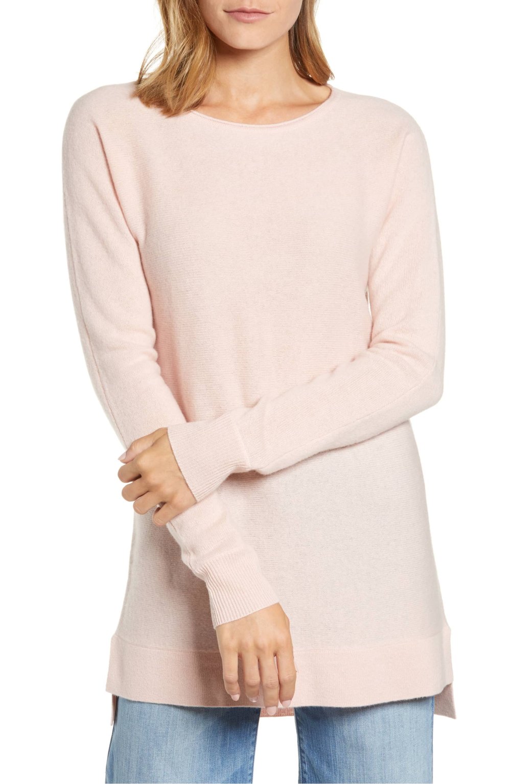 Halogen High-Low Wool & Cashmere Tunic Sweater