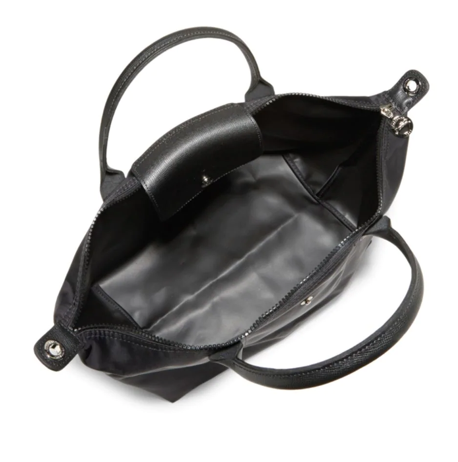 Longchamp Leather-Trim Top Handle Bag