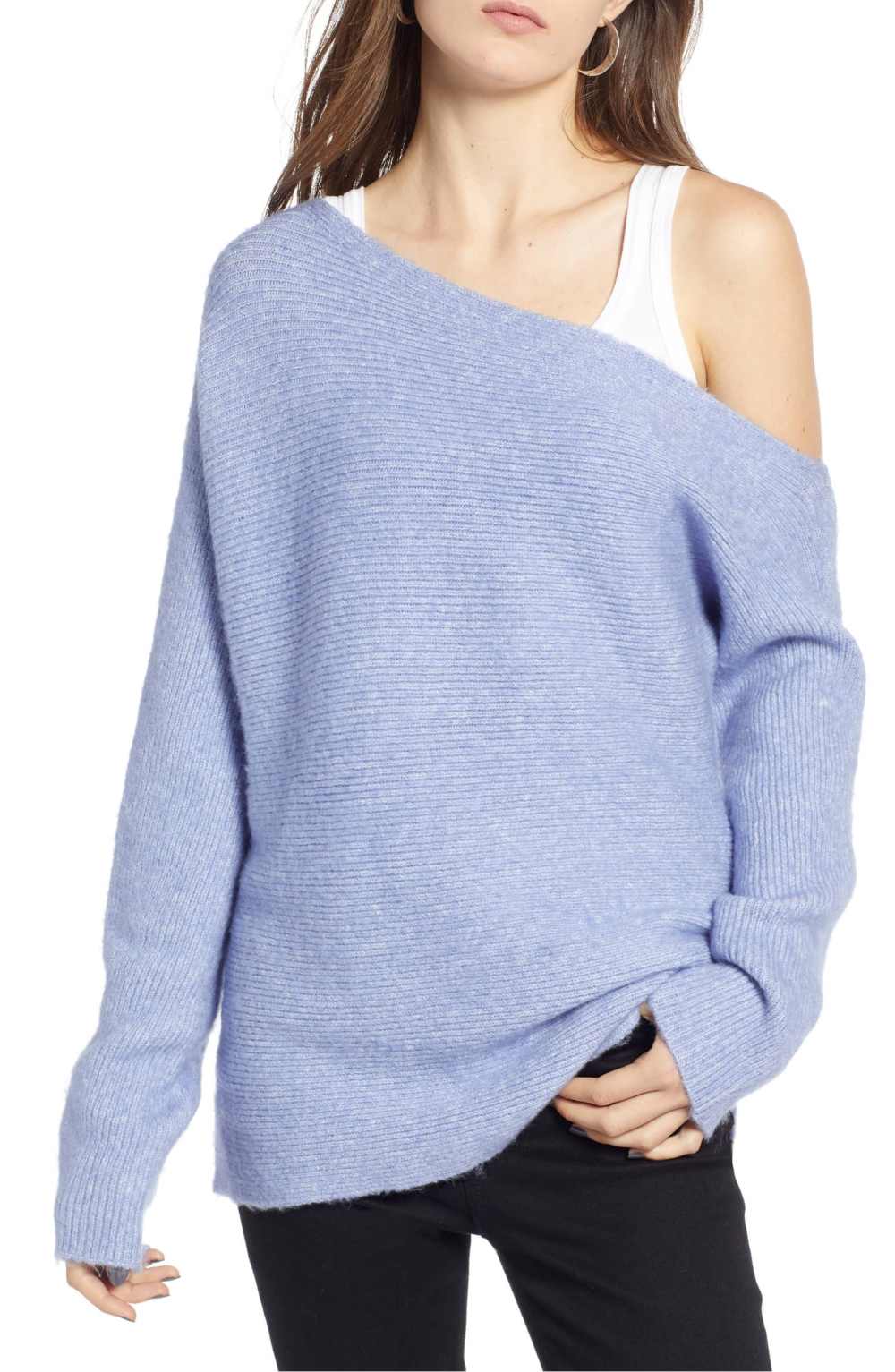 Treasure & Bond One-Shoulder Ribbed Sweater
