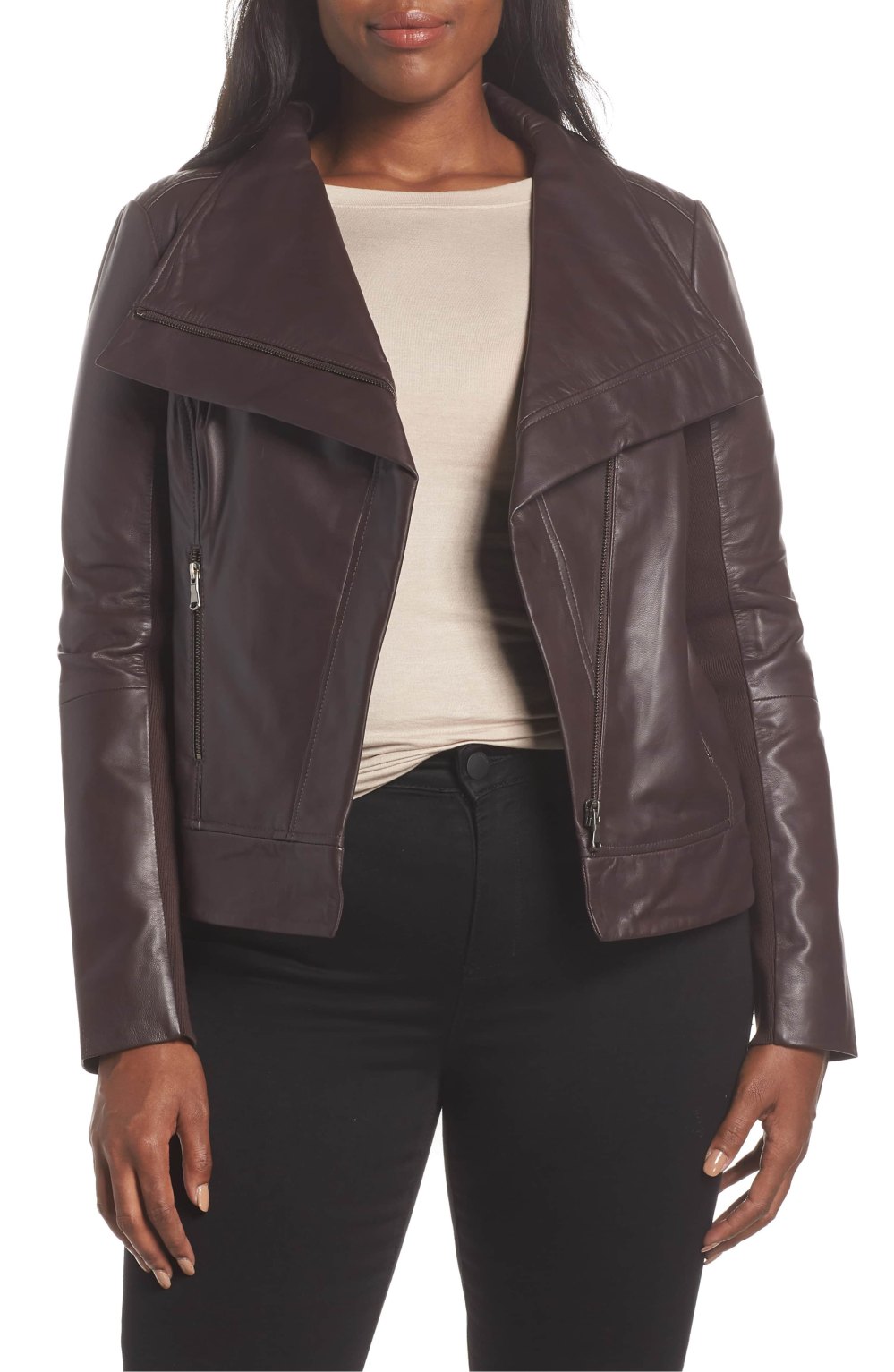 burgundy fudge leather lambskin jacket