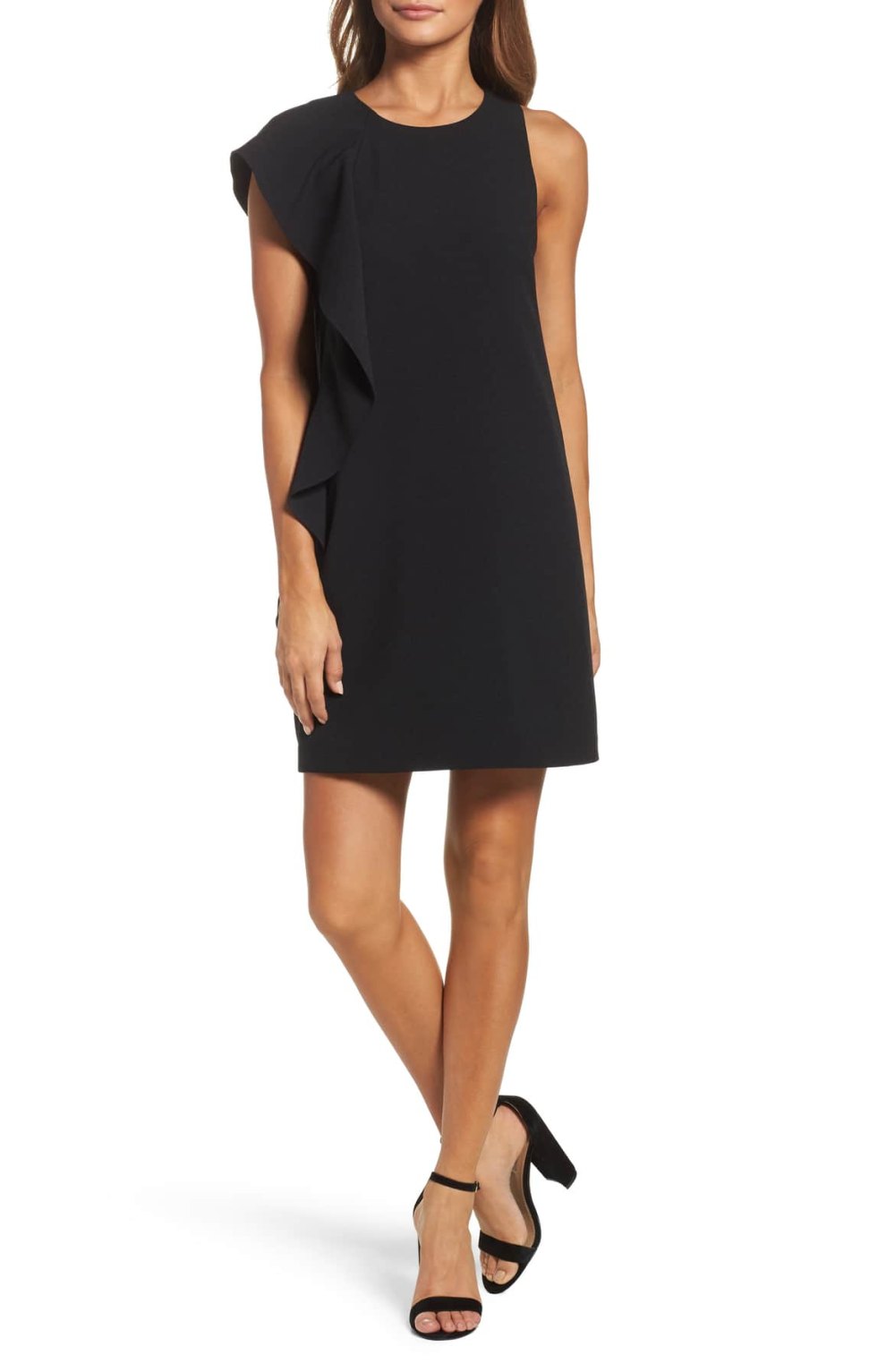 chelsea28 ruffle shift dress black
