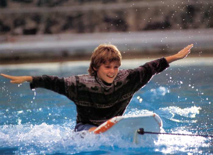 Jason James Richter in the water in a scene from the film 'Free Willy'